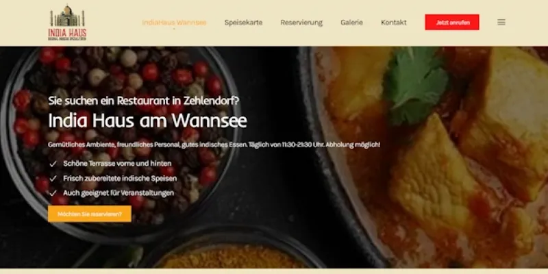 Indiahaus - wedbesign fuer Restaurant