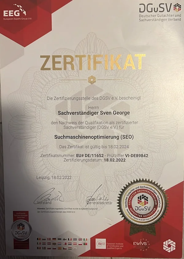 Zertifizierter SEO Consultant